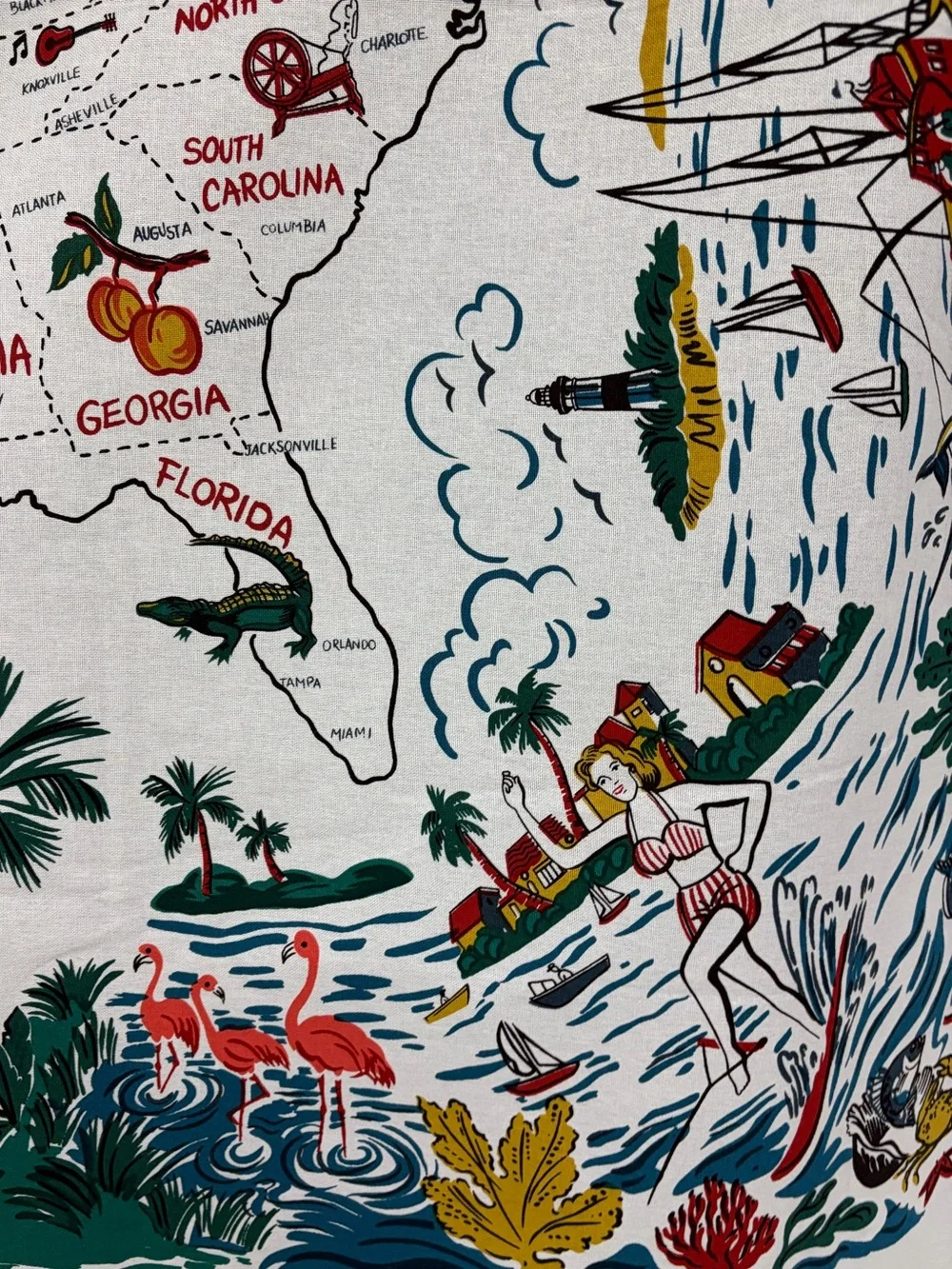 Kitsch ’n Couture 2005 American Vacationland USA Map Tablecloth, Rare Americana
